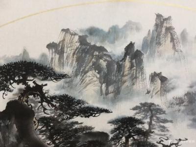 罗树辉日记-扇面《河山壮丽》，国画苍松，请欣赏【图2】