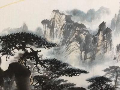 罗树辉日记-扇面《河山壮丽》，国画苍松，请欣赏【图3】