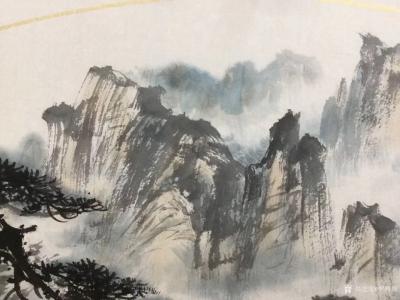 罗树辉日记-扇面《河山壮丽》，国画苍松，请欣赏【图5】