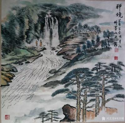 邓烈根日记-分享国画写生新作品《参天古绿》写自明月山千年银杏树林，《千年古树俩姐妹》写于明月【图3】