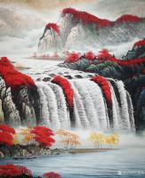 艺术家宁建华日记:小丈二彩墨山水画《鸿运当头》，98x360cm，近期完成的客【图2】