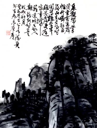 龚光万日记-国画写意山水画新作品《泉壑带茅茨，云霞生薜帷。竹怜新雨后，山爱夕阳时。闲鹭栖常早【图3】