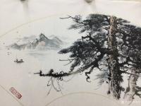 艺术家罗树辉日记:扇面《桂林小景》，国画山水画苍松系列新作品，尺寸38x66c【图4】