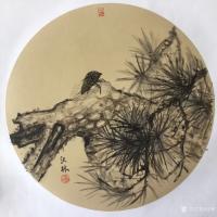 艺术家汪林日记:新作国画工笔《知了》，尺寸60×60CM，《蜻蜓》，尺寸60【图1】