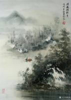 艺术家陈刚日记:《淡风摇轻舟》，《高坐泛轻舟》国画风景人物画泛舟系列新作两幅【图1】