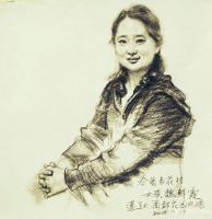 艺术家王晓鹏日记:人物速写作品《杏花村女孩》，画面为山西汾阳杏花村女孩魏鲜艳霞【图3】