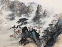 艺术家罗树辉日记:扇面《黄山云烟》，国画山水画苍松系列新作品，尺寸38x66c【图2】