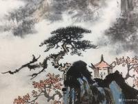 艺术家罗树辉日记:扇面《黄山云烟》，国画山水画苍松系列新作品，尺寸38x66c【图4】