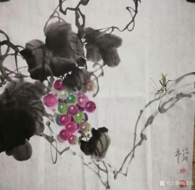 陈忠良日记-新作国画花鸟画一组《葡萄》《兰花》，尺寸四尺斗方60x60cm。
感悟分享：今【图3】