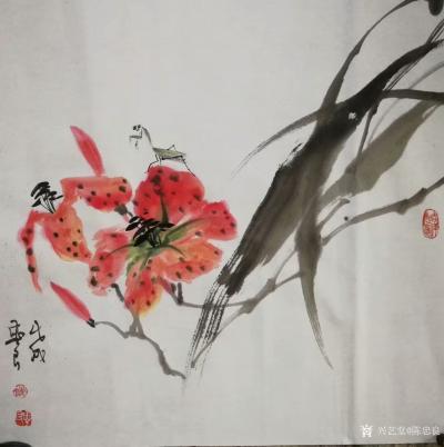 陈忠良日记-新作国画花鸟画一组《葡萄》《兰花》，尺寸四尺斗方60x60cm。
感悟分享：今【图4】