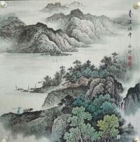 艺术家谷风日记:国画山水画近期作品5幅《春江水平》，《春江帆影》，《绿潭映云【图0】