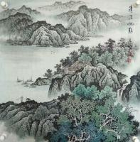 艺术家谷风日记:国画山水画近期作品5幅《春江水平》，《春江帆影》，《绿潭映云【图2】