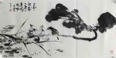 邢坤日记-国画花鸟画新作《清风》，《一花一世界，一叶一菩提》，《沐春风》，尺寸四尺68x1【图3】