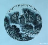 艺术家刘应雄日记:刘应雄「永州八记」团扇国画山水画作品欣賞:《小石潭记》，《始【图3】