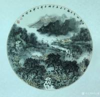 艺术家刘应雄日记:刘应雄「永州八记」团扇国画山水画作品欣賞:《小石潭记》，《始【图5】