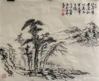 艺术家刘玉坚日记:国画山水画近作《江岸墜葉浮秋水，逺山寒色帶夕阳》，
第二幅【图0】