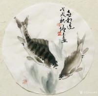 艺术家冯增木日记:近作小品斗方扇面国画鱼作品选发，《春风得意》，《富贵图》，《【图2】