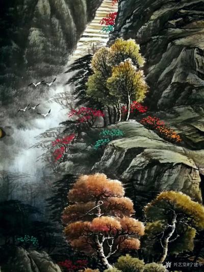 宁建华日记-国画彩墨山水画《峡谷流泉》，尺寸大六尺180x98厘米，最新原创作品，献附作品局【图2】