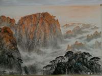 艺术家于立江日记:国画山水画新作《泰山颂》，尺寸367x144cm，客户私人订【图1】