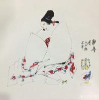 艺术家魏建军日记:国画人物画新作《醉春》，《福在眼前》，尺寸四尺斗方68x68【图1】