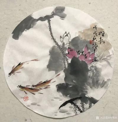 冯增木日记-国画花鸟画荷花兰草近期作品一组，尺寸四尺斗方68x68cm，分享给大家欣赏【图2】