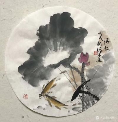 冯增木日记-国画花鸟画荷花兰草近期作品一组，尺寸四尺斗方68x68cm，分享给大家欣赏【图3】