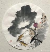 艺术家冯增木日记:国画花鸟画荷花兰草近期作品一组，尺寸四尺斗方68x68cm，【图2】