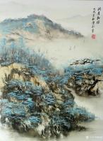 艺术家陈刚日记:国画山水画作品《山泉》，《河畔小屋静》，《洞庭新绿》，尺寸四【图3】