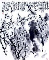 艺术家龚光万日记:国画花鸟梅花之白梅，录王冕诗《三月东风吹雪消，湖南山色翠如浇【图0】