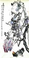 艺术家甘庆琼日记:国画花鸟画新作《岭南春早》雨打芭蕉 ，尺寸 123cmX24【图0】