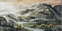 艺术家宁建华日记:国画彩墨山水画《雪融山河春》，尺寸：大八尺四尺240x128【图0】