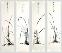 艺术家秦发艺日记:国画花鸟兰花四条屏，四尺对开38x138cm，大雅，雅到窒息【图0】