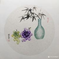 艺术家魏建军日记:国画花鸟画葡萄配《梅兰竹菊》，尺寸四尺斗方68x68cm，1【图0】