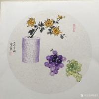 艺术家魏建军日记:国画花鸟画葡萄配《梅兰竹菊》，尺寸四尺斗方68x68cm，1【图1】