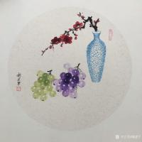 艺术家魏建军日记:国画花鸟画葡萄配《梅兰竹菊》，尺寸四尺斗方68x68cm，1【图2】