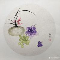 艺术家魏建军日记:国画花鸟画葡萄配《梅兰竹菊》，尺寸四尺斗方68x68cm，1【图3】