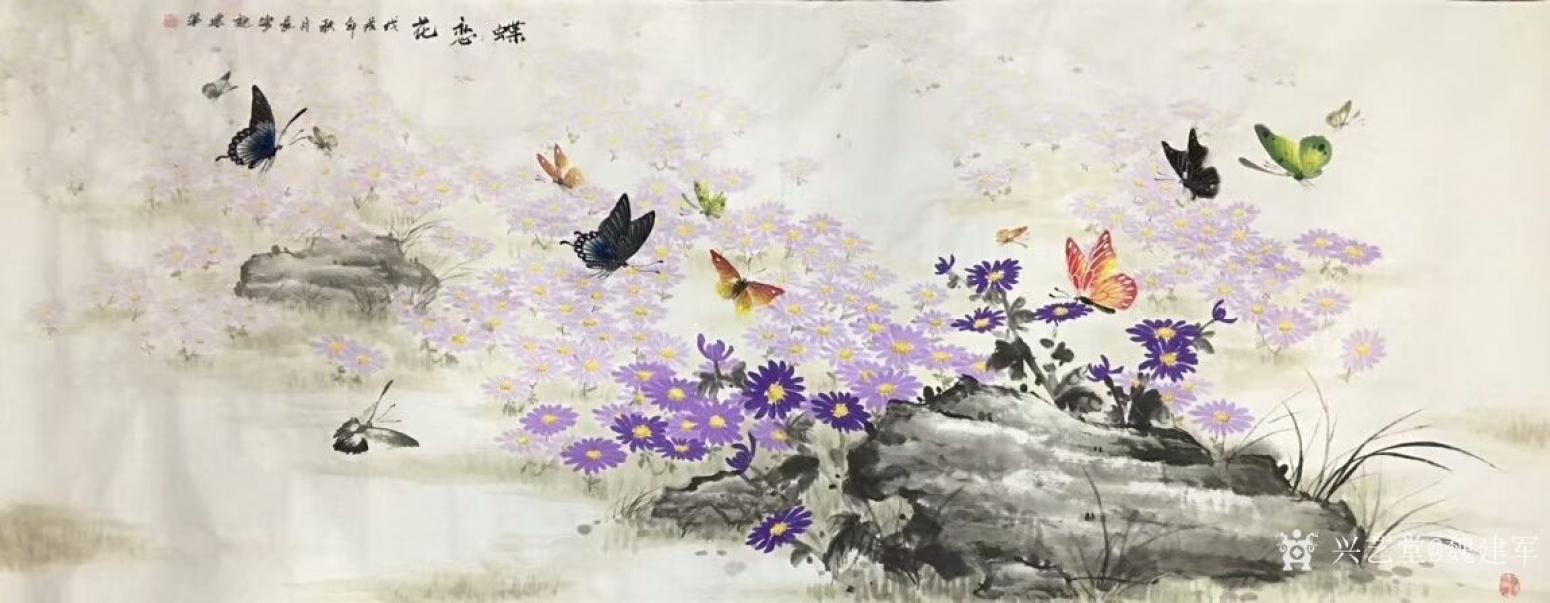 魏建军国画作品《蝶恋花》