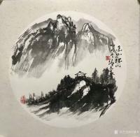 艺术家冯增木日记:国画山水画斗方一组《高山流水》，《迎客松》，《幽境》；近有画【图3】