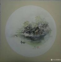 艺术家陈刚日记:国画山水画《江南水乡》，尺寸四尺斗方68x68cm。一天劳顿【图0】