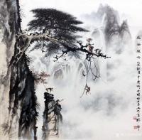 艺术家罗树辉日记:国画松树《空谷猿鸣》，尺寸六尺斗方98x98cm，戊戍秋月作【图2】