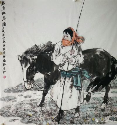 赵国毅日记-国画骏马作品四幅《骏马清风》，创作时间戊戍年初冬，尺寸四尺横幅68x138cm；【图4】