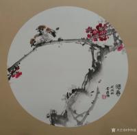 艺术家李伟强日记:国画花鸟画《暗香》梅花与小鸟，《树满黄金》枇杷成熟，尺寸四尺【图0】