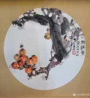 艺术家李伟强日记:国画花鸟画《暗香》梅花与小鸟，《树满黄金》枇杷成熟，尺寸四尺【图1】