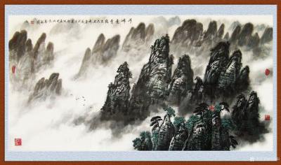 叶向阳日记-翰墨颂中华:《千峰竞秀》，国画山水画作品，恭请亲朋好友共同分享并雅正，谢谢。
【图1】