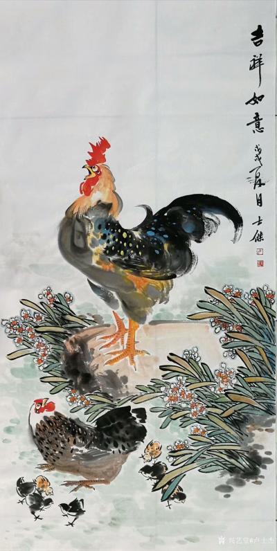 卢士杰日记-国画人物画钟馗《神威》图，尺寸三尺竖幅55x100cm。朋友需要钟馗图，想创作几【图3】