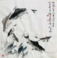 艺术家冯增木日记:国画鱼作品斗方《四海神游》《馀乐长年》《悠然自得》《但愿人长【图3】