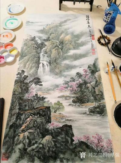 杨厚强日记-国画山水《淮源春色桃花雪》作者大别山人，
 诗配画，敬请欣赏：
静若处子动如【图1】