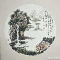 艺术家刘协文日记:根据唐诗诗意原创的国画作品分享，尺寸33X33厘米，材质硬卡【图1】