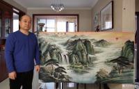 艺术家宁建华日记:彩墨山水画三幅《富水长流》尺寸大六尺180×98cm；《万里【图1】