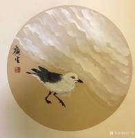 艺术家石广生日记:国画花鸟斗方“独占人间第一香，去岁画石斛兰”，今天在画面补上【图1】